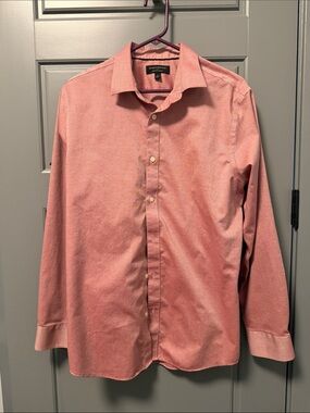 Banana Republic Men's Salmon-Pink Button-Up Dress Shirt